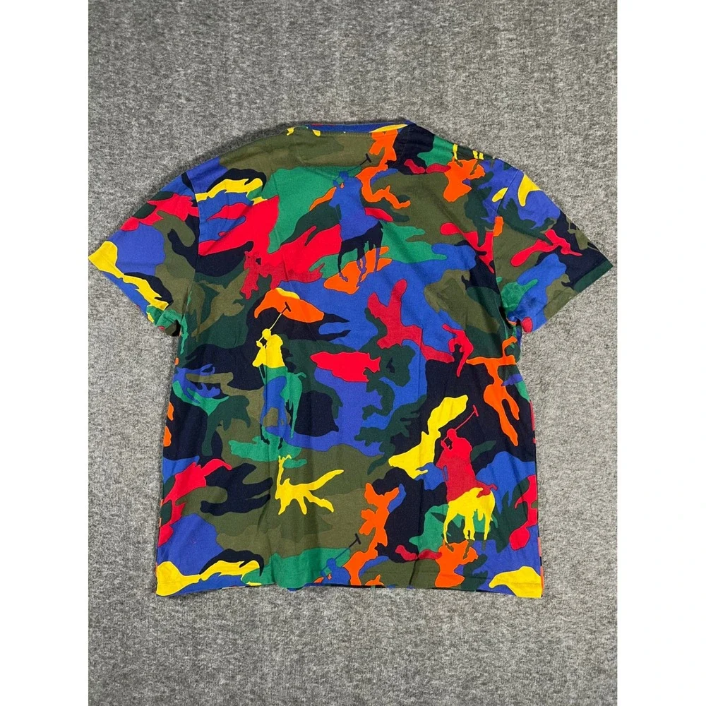 Polo Ralph Lauren Mens Large Multi Color Camo Big Pony Logo T-Shirt Classic Fit